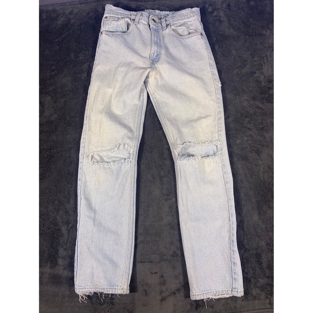 Vintage Levi's 505 Jeans 28x28 Light Wash Distressed Raw Hem 90s Cotton 505-4891